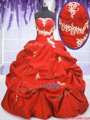 Pick Ups Floor Length Ball Gowns Sleeveless Coral Red 15th Birthday Dress Lace Up