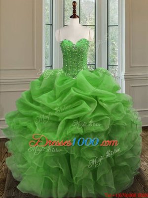 Pretty Orange Red Sleeveless Beading Floor Length Sweet 16 Dresses