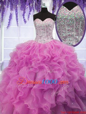 Organza Sleeveless Floor Length Quinceanera Dress and Sequins