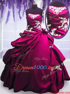 Fuchsia Sleeveless Embroidery and Pick Ups Floor Length Sweet 16 Dress