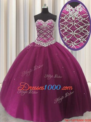Admirable Sleeveless Beading and Sequins Lace Up Vestidos de Quinceanera