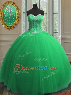 Sleeveless Floor Length Beading and Sequins Lace Up Vestidos de Quinceanera with