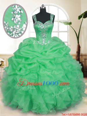 Zipper Quinceanera Gown Beading and Ruffles and Pick Ups Sleeveless Floor Length