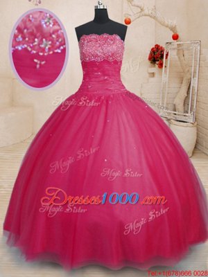Classical Off The Shoulder Sleeveless Lace Up Quinceanera Gowns Coral Red Tulle