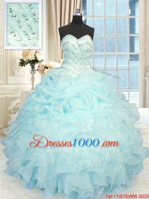 Beautiful Sleeveless Lace Up Floor Length Beading and Pick Ups Sweet 16 Dresses