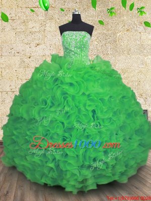 Stylish Floor Length Ball Gowns Sleeveless Green Quinceanera Gown Lace Up