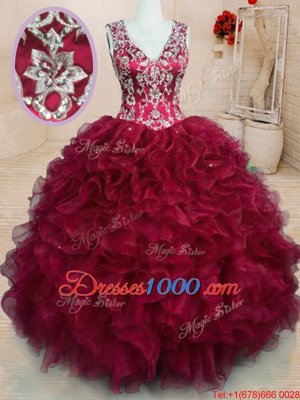 Beauteous Floor Length Ball Gowns Sleeveless Wine Red Ball Gown Prom Dress Zipper