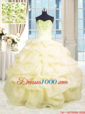 Inexpensive Organza Sleeveless Floor Length Sweet 16 Quinceanera Dress and Beading and Ruffles