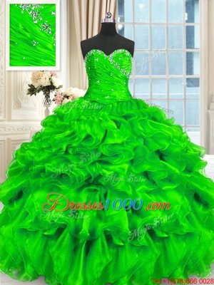 Ideal Beading and Ruffles Sweet 16 Quinceanera Dress Lace Up Sleeveless Floor Length