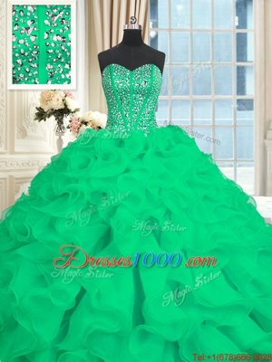 With Train Turquoise Ball Gown Prom Dress Sweetheart Sleeveless Brush Train Lace Up