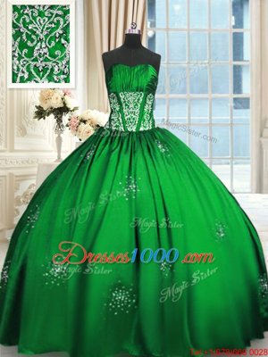 Edgy Taffeta Lace Up 15 Quinceanera Dress Sleeveless Floor Length Beading and Appliques and Ruching