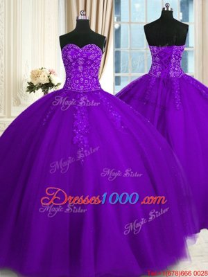 Most Popular Sleeveless Lace Up Floor Length Appliques Vestidos de Quinceanera