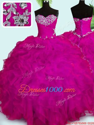 Affordable Organza Sleeveless Floor Length Sweet 16 Dress and Beading and Ruffles