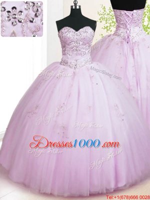 Attractive Tulle Sleeveless Floor Length Quinceanera Dress and Beading and Appliques