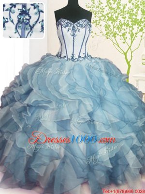 Beading and Ruffles Quinceanera Dresses Multi-color Lace Up Sleeveless Floor Length