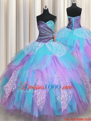 Floor Length Multi-color Quinceanera Dresses Sweetheart Sleeveless Lace Up
