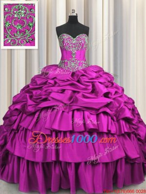 Low Price Brush Train Sleeveless Lace Up Floor Length Beading and Embroidery and Ruffled Layers and Pick Ups Quinceanera Dresses