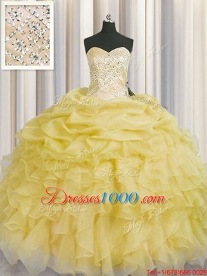 Wonderful Sleeveless Lace Up Floor Length Beading and Ruffles Quinceanera Dresses
