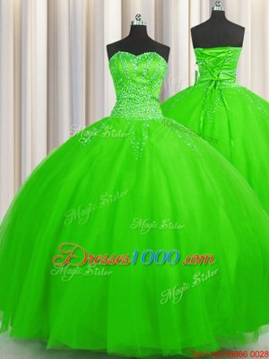 Shining Puffy Skirt Sweetheart Lace Up Beading Sweet 16 Quinceanera Dress Sleeveless