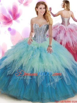 Sleeveless Beading and Ruffles Lace Up Quinceanera Gown