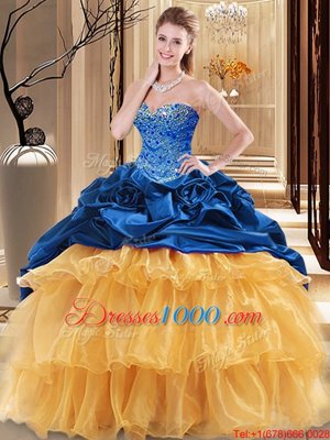 Multi-color Sweetheart Lace Up Beading and Ruffles Quinceanera Gowns Sleeveless