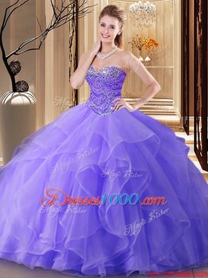 Tulle Sleeveless Floor Length Ball Gown Prom Dress and Beading