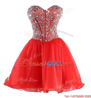 Organza Sleeveless Mini Length Party Dress and Beading