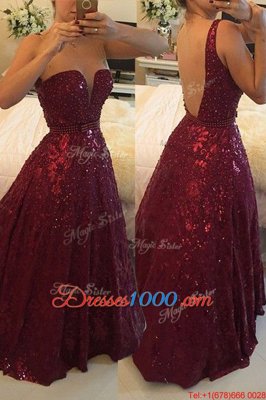 Lace Sleeveless Floor Length Evening Gowns and Beading