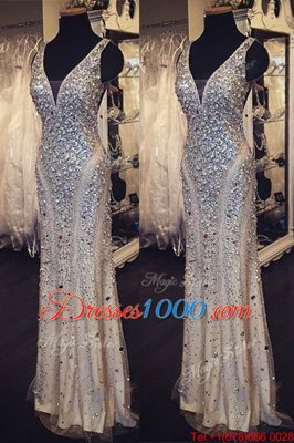 Custom Designed Sleeveless Zipper Floor Length Beading Evening Outfits