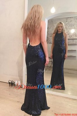 Mermaid Scoop Sleeveless Sequined Prom Evening Gown Sequins Backless