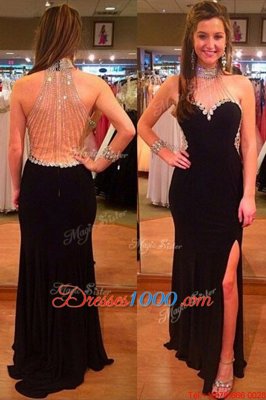 Halter Top Sleeveless Zipper Floor Length Beading Womens Evening Dresses