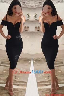 Glamorous Mermaid Knee Length Black Party Dresses Spaghetti Straps Sleeveless Zipper