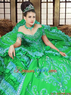 Dynamic Satin Lace Up Off The Shoulder Sleeveless Floor Length Vestidos de Quinceanera Embroidery