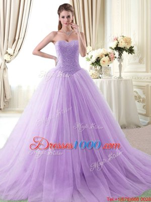 Dynamic Tulle Sleeveless Floor Length Quinceanera Dresses and Beading