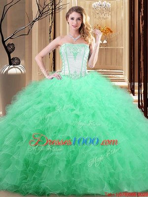 On Sale Floor Length Quinceanera Dress Strapless Sleeveless Lace Up