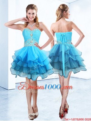 Customized Sleeveless Beading and Ruffled Layers Lace Up Pageant Dress for Teens