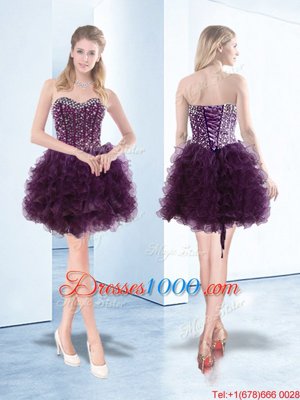 Sleeveless Beading and Ruffles Lace Up Glitz Pageant Dress
