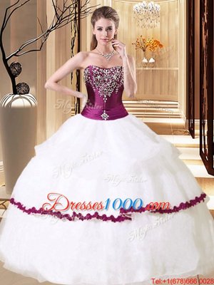 New Arrival White Sleeveless Beading Floor Length 15th Birthday Dress