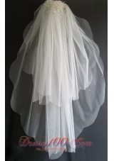 Luxury Pearl Decorate Tulle Elbow Wedding Veils