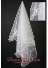 Elegant Organza Popular Veils Floral Appliques