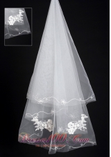 Organza Lace Popular Wedding Veils Applique Edge