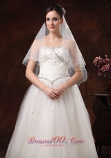 Simple Two-tier Tulle Popular Veils With Beads