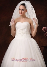 2 Layers Graceful Tulle Ribbon Edge designer wedding veils