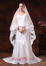 Two Layers Tulle Lace Applique Edge Graceful Wedding Veil
