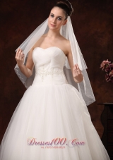 White Tulle with Ribbon Edge Bridal Veils for Wedding