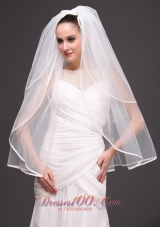 Two-tier Oval Shaped Ribbon Edge Wedding Veil