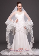 Mantilla Edge Drop Wedding Veil Two-tier