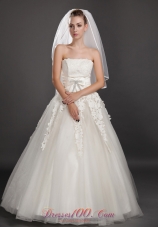 Ribbon Edge Waterfall Wedding Veil Two-tier Tulle