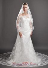 Tulle Embroidery Wedding Veils Angel cut