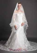 2013 One Layer Tulle White Bridal Veils Beading